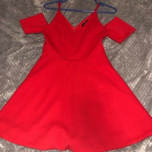red off the shoulder dress